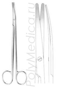 Ножницы вертикально-изогнутые для рассечения мягких тканей и сосудов по Нельсону-Метценбауму 200 мм