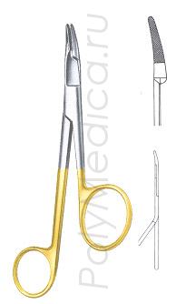 Иглодержатель-ножницы GILLIES, изогнутый, ручки смещены по горизонтали, длина 16 см