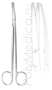 Ножницы вертикально-изогнутые для рассечения мягких тканей и сосудов по Нельсону-Метценбауму 230 мм
