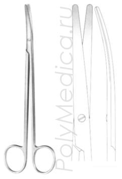Ножницы вертикально-изогнутые для рассечения мягких тканей и сосудов по Нельсону-Метценбауму 250 мм