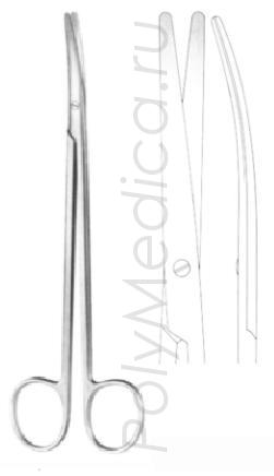 Ножницы вертикально-изогнутые для рассечения мягких тканей и сосудов по Нельсону-Метценбауму 280 мм
