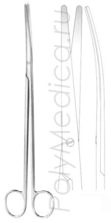 Ножницы вертикально-изогнутые для рассечения мягких тканей и сосудов по Нельсону-Метценбауму 300 мм