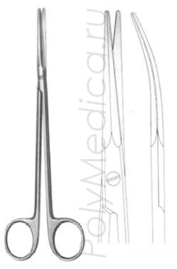Ножницы вертикально-изогнутые тупоконечные (с одним зубчатым лезвием) по Горнею 195 мм