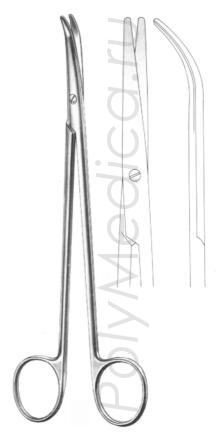 Ножницы вертикально-изогнутые для рассечения мягких тканей и сосудов по Тореку 190 мм