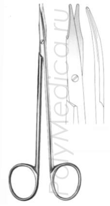 Ножницы вертикально-изогнутые для пластики кожи с двухсторонними режущими браншами по Рейнольдсу 150 мм