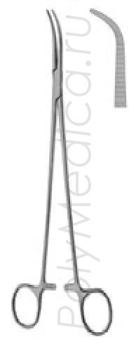 Зажим-диссектор по Оверхольту вертикально-изогнутый с прямыми ручками 270 мм