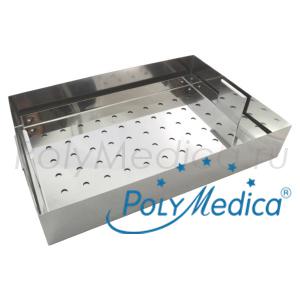 Контейнер для жидкостной стерилизации медицинских инструментов с крышкой 700х480х50 мм